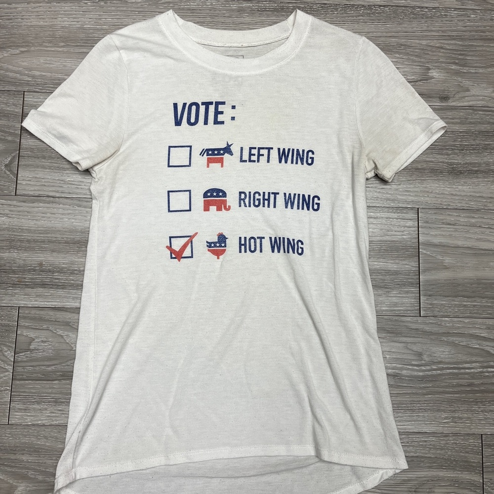 Modern Lux White Graphic Tee with Blue and Red Print